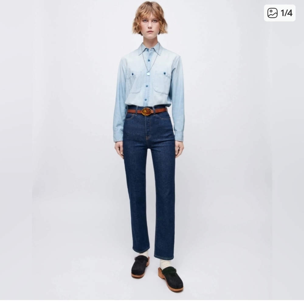 Re/Done 70s Ultra High Rise Stove Pipe Jean Dark Blue